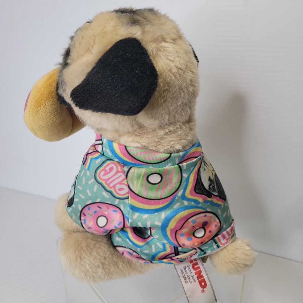 Gund Doug the Pug Plush Toy Tan Donut Shirt Doug Donut 6059396 Stuffed Dog Cute - Picture 9 of 11